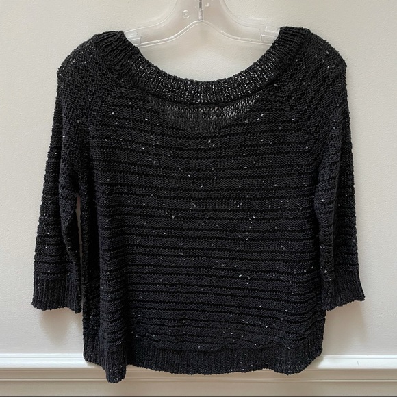 ROBBI & NIKI Sequin Scoop Neck Sweater Black XS/S - Picture 2 of 7